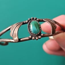 Sterling silver turquoise vintage cuff bracelet SMALL