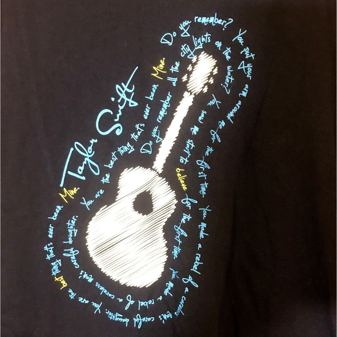 Taylor Swift Mine Speak Now Guitar Lyrics Shirt Women's S Jerzees Navy LS Tee