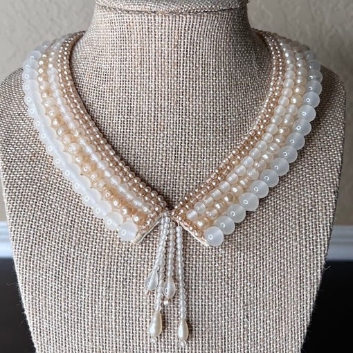 Vintage 1950’s Glentex Faux Pearl 5-Strand Choker, Necklace, Glass, Peter Pan
