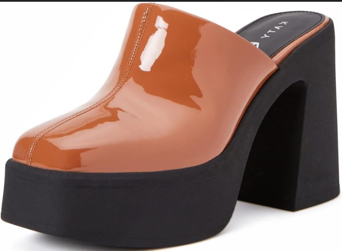Katy Perry Collection Heighten Patent Brown Chunky Platform Clogs Women’s 5.5