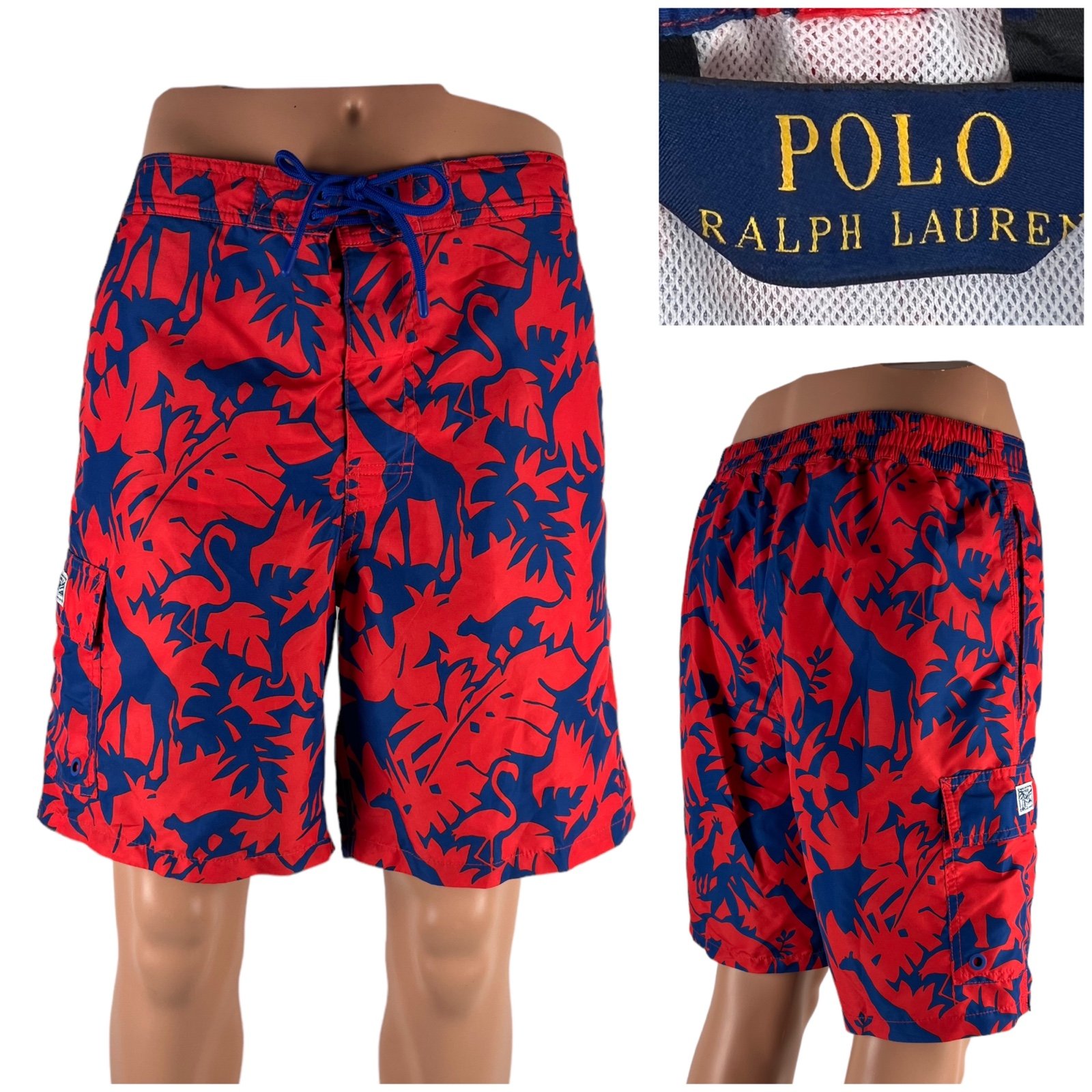 Polo Ralph Lauren Mens Large Swim Shorts Floral Animal Print
