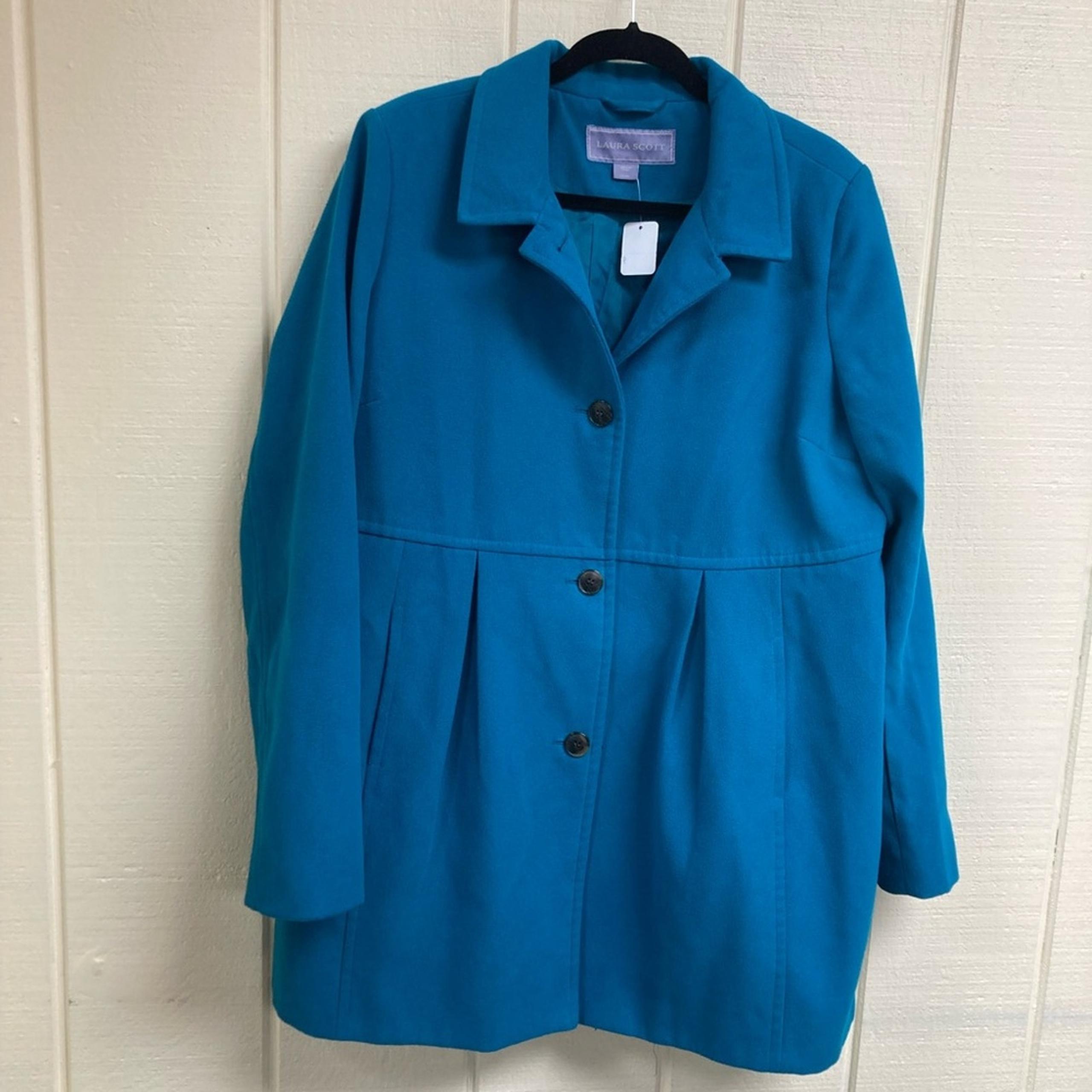 Laura Scott Coat Turquoise Women's XL
