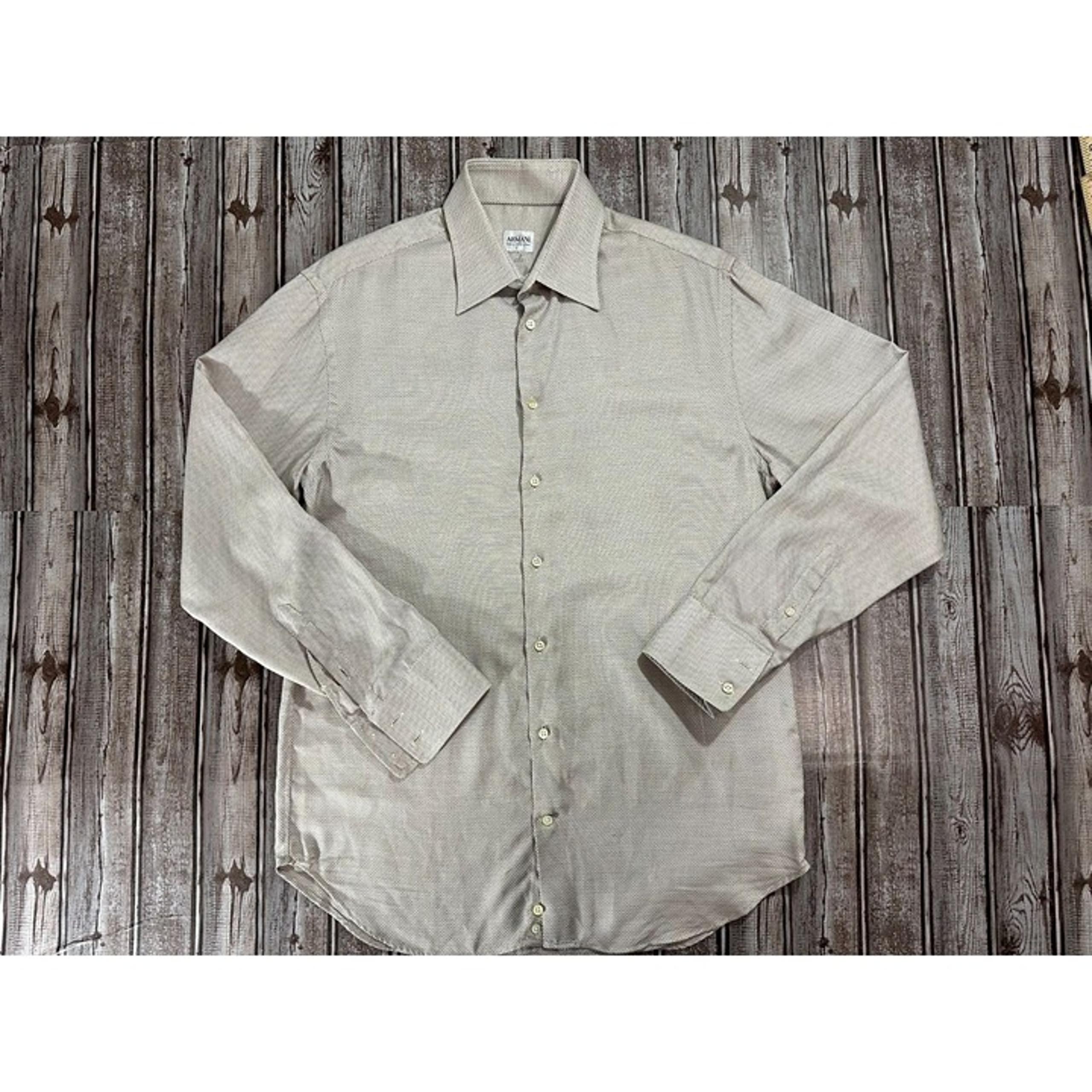 Armani Collezioni cotton Button up Shirt cream ivory sz 41 16 NWOT