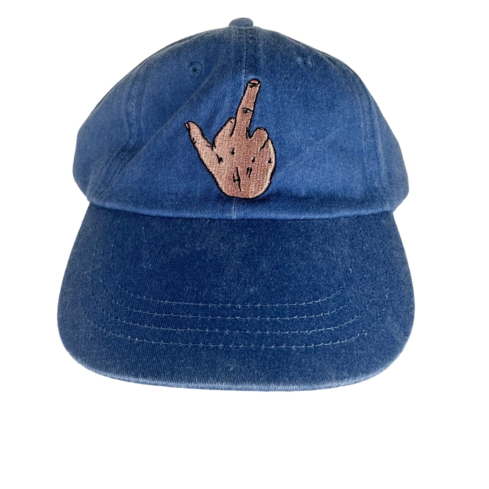 Anvil Unisex Middle Finger Pouya Embroidered Adjustable Chambray Baseball Hat