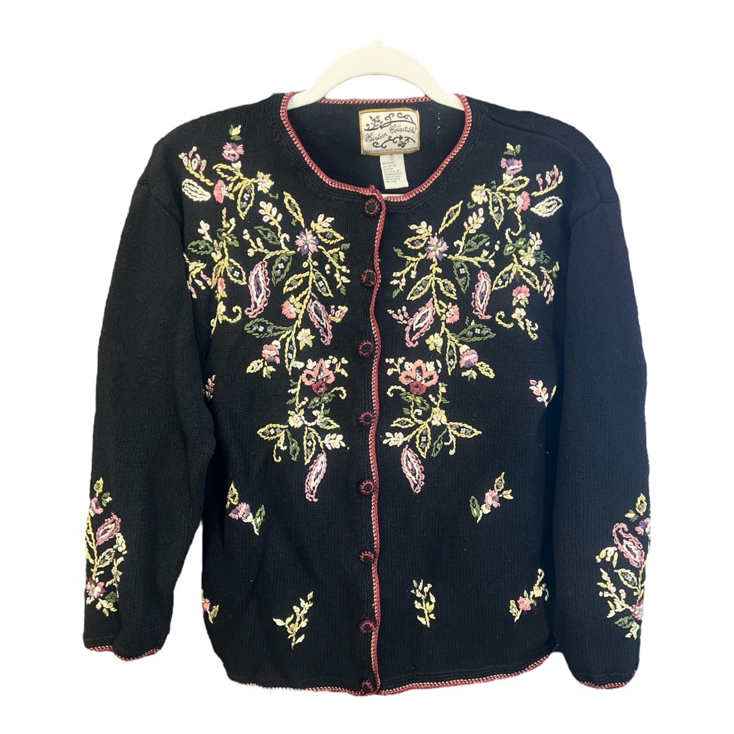 Vintage Heirloom Collectibles Floral Embroidered Cottagecore Boho Cardigan