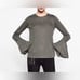 Zara Grey Long Bell Sleeve Ribbed Crew Neck Top - Medium