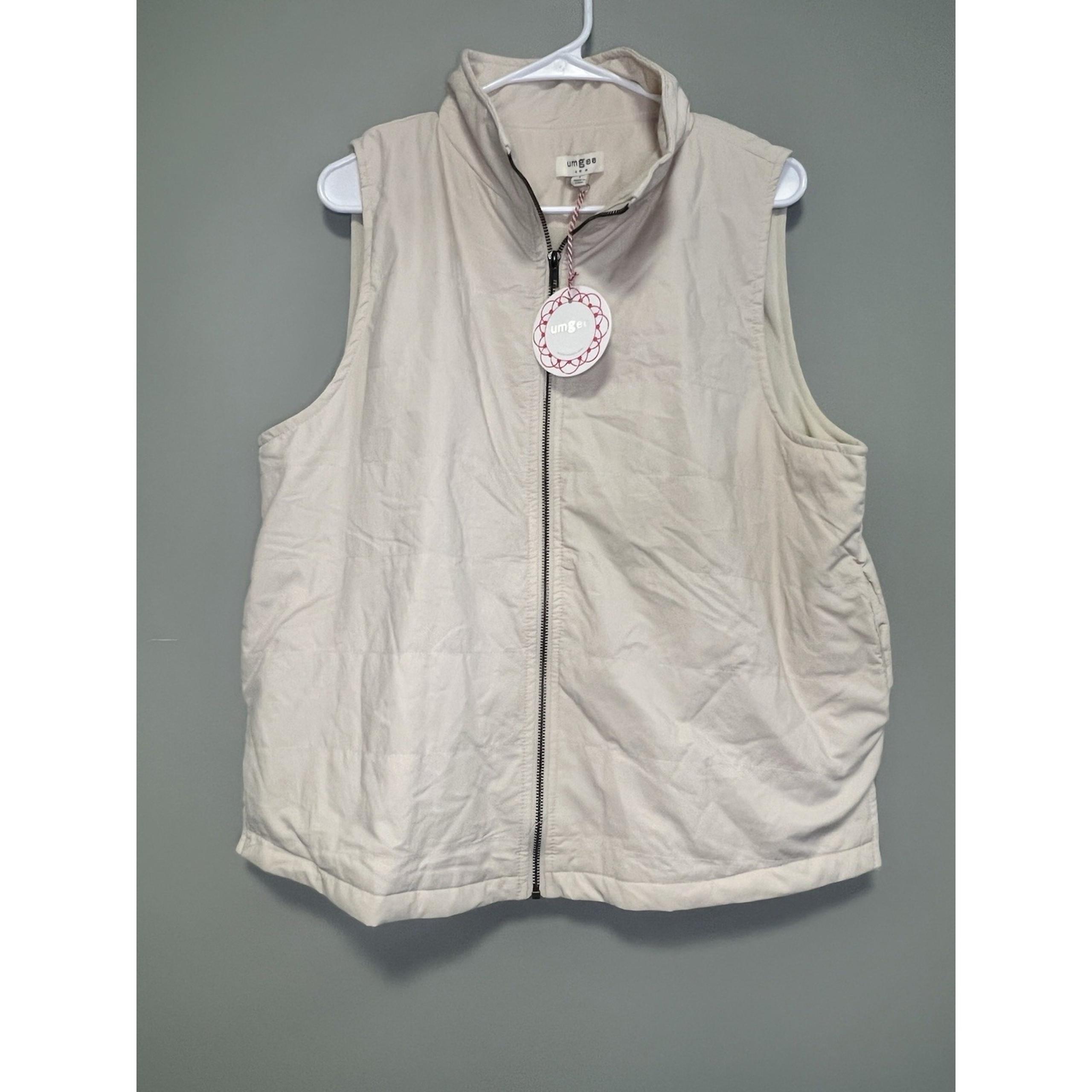 Umgee Vest Large Woman Size L Cream Ivory Full Zip Pockets Lined Boho