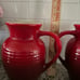 Two Le Creuset Ombré Cherry Pitchers stoneware