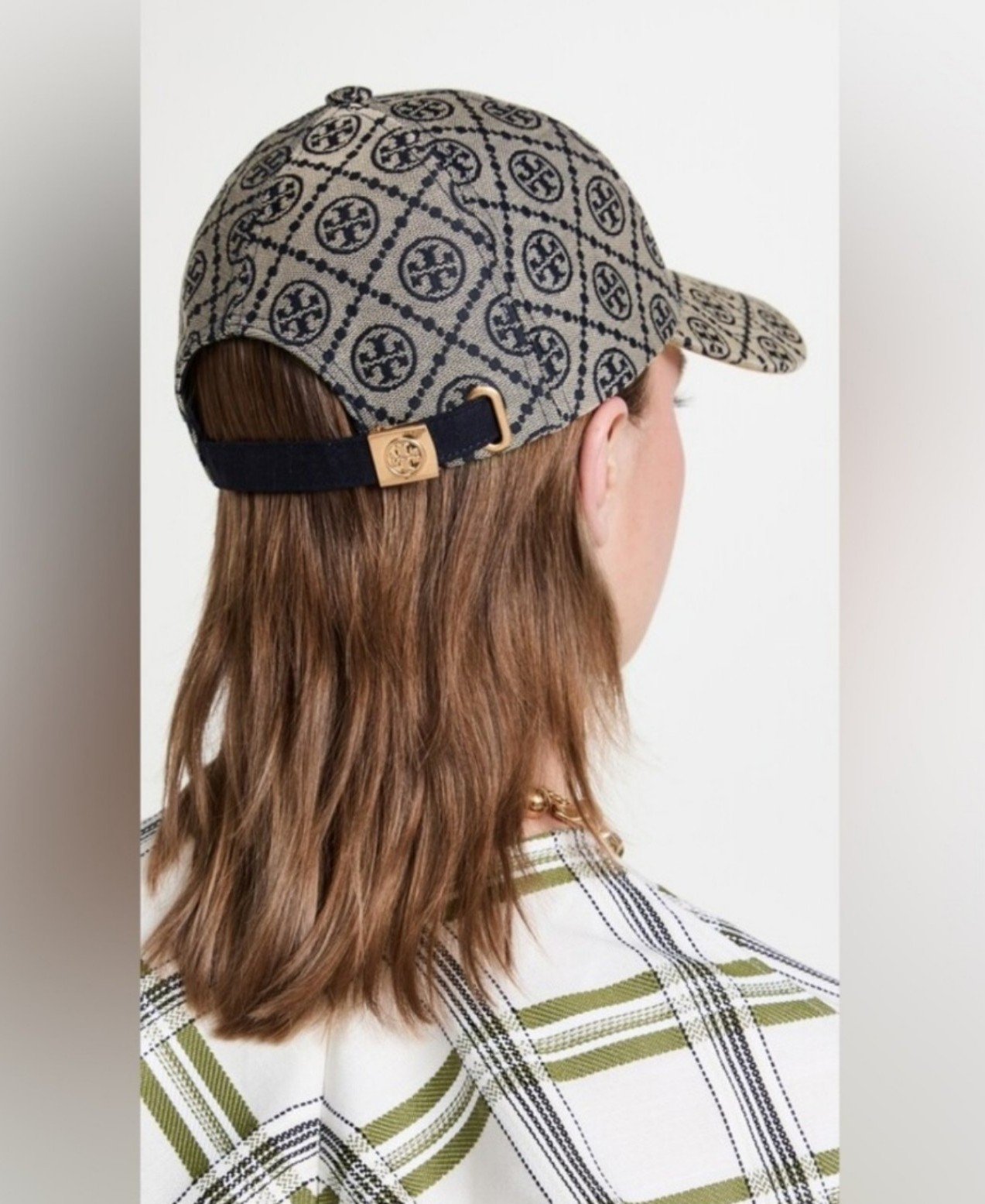 Tory Burch Navy T Monogram Baseball Cap