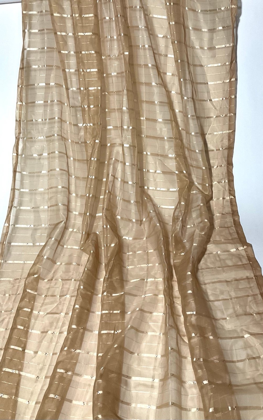 Beige Sheer Curtains with Good Sateen Strips-48” W x 84” L (4 Panels)