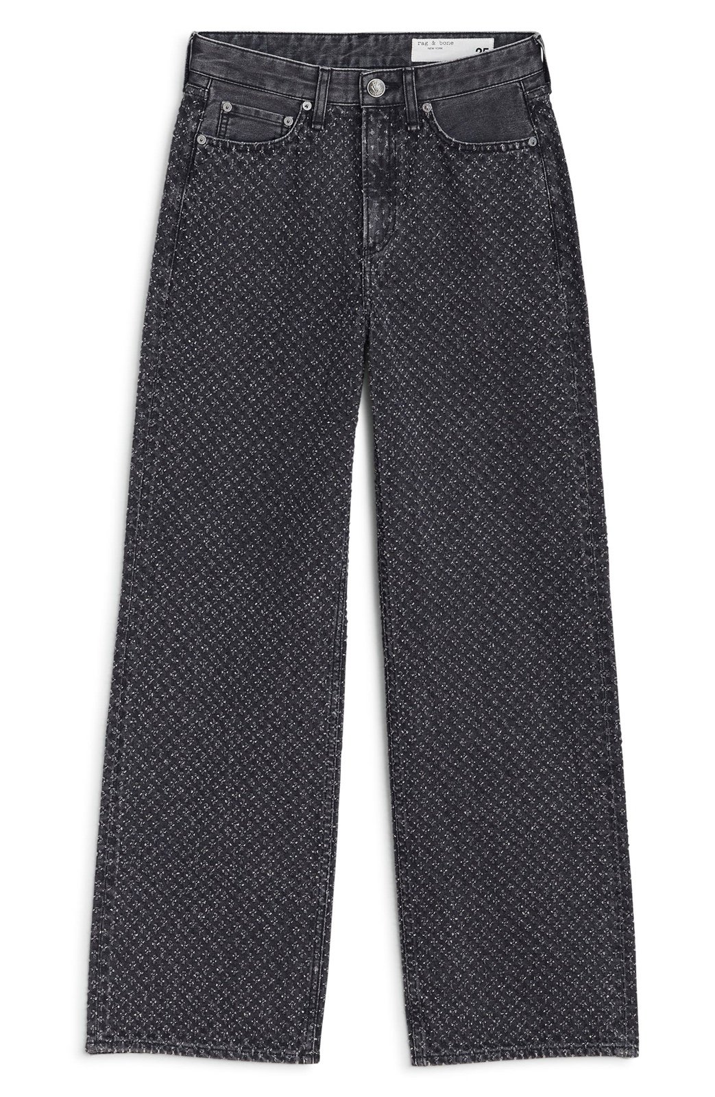 Rag&Bone Mid-waist Logan Black Patterned Wide-Leg Pants