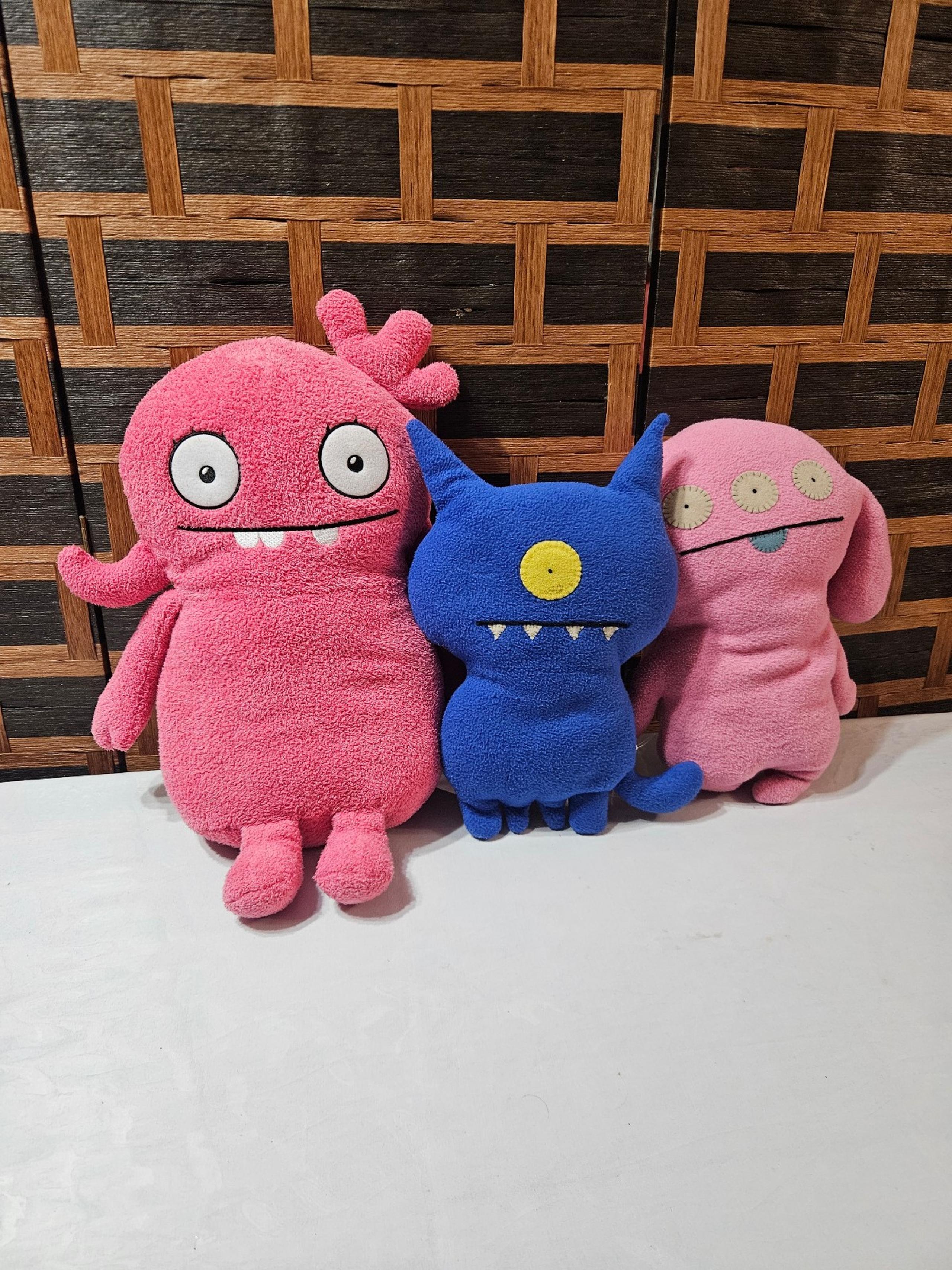 LOT OF 3 UGLY DOLL Hasbro,Ugly Dog,Peaco Pink Stuffed Plush Toy About 12" to 16