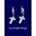 White Finish Dangle Hoop Cross Earrings