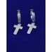 White Finish Dangle Hoop Cross Earrings