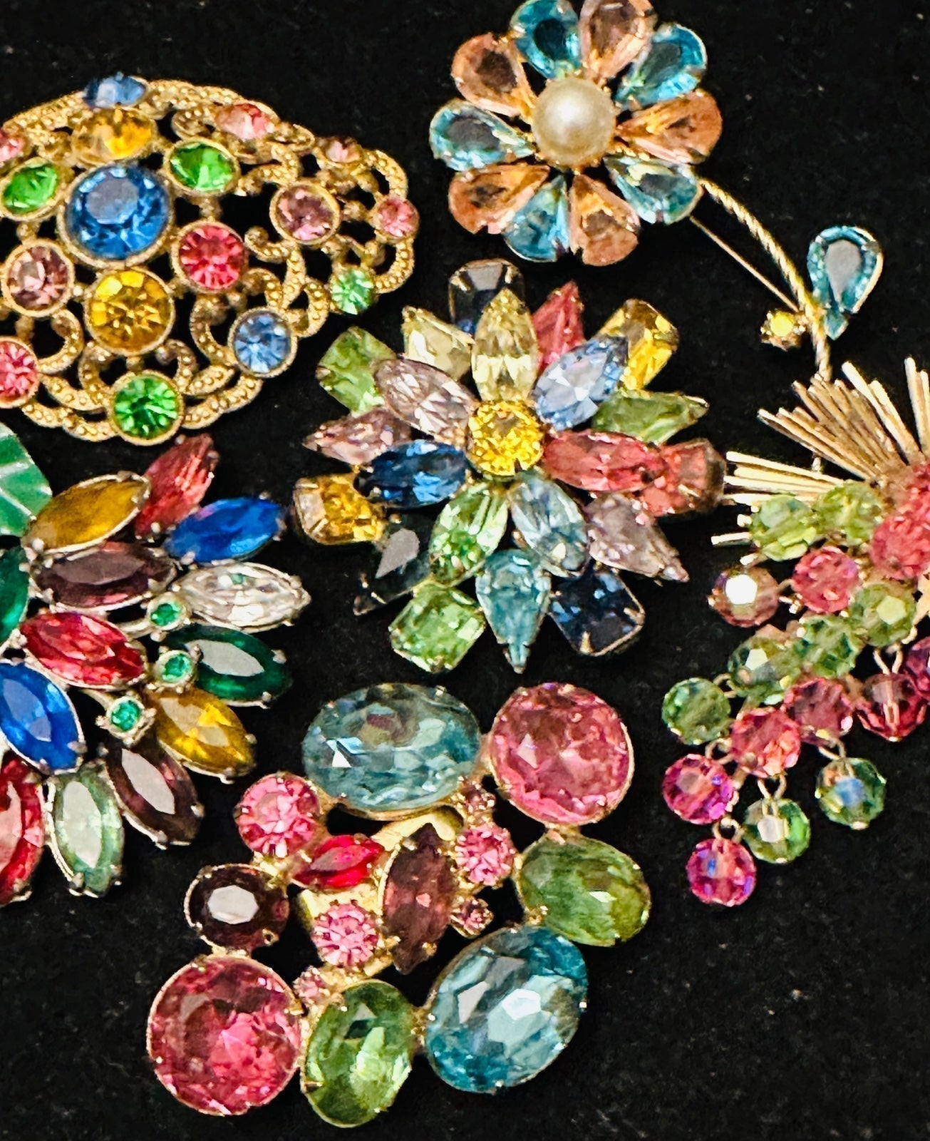 Rhinestone Czech Glass Austrian Crystal UV Brooch Bolero Lot