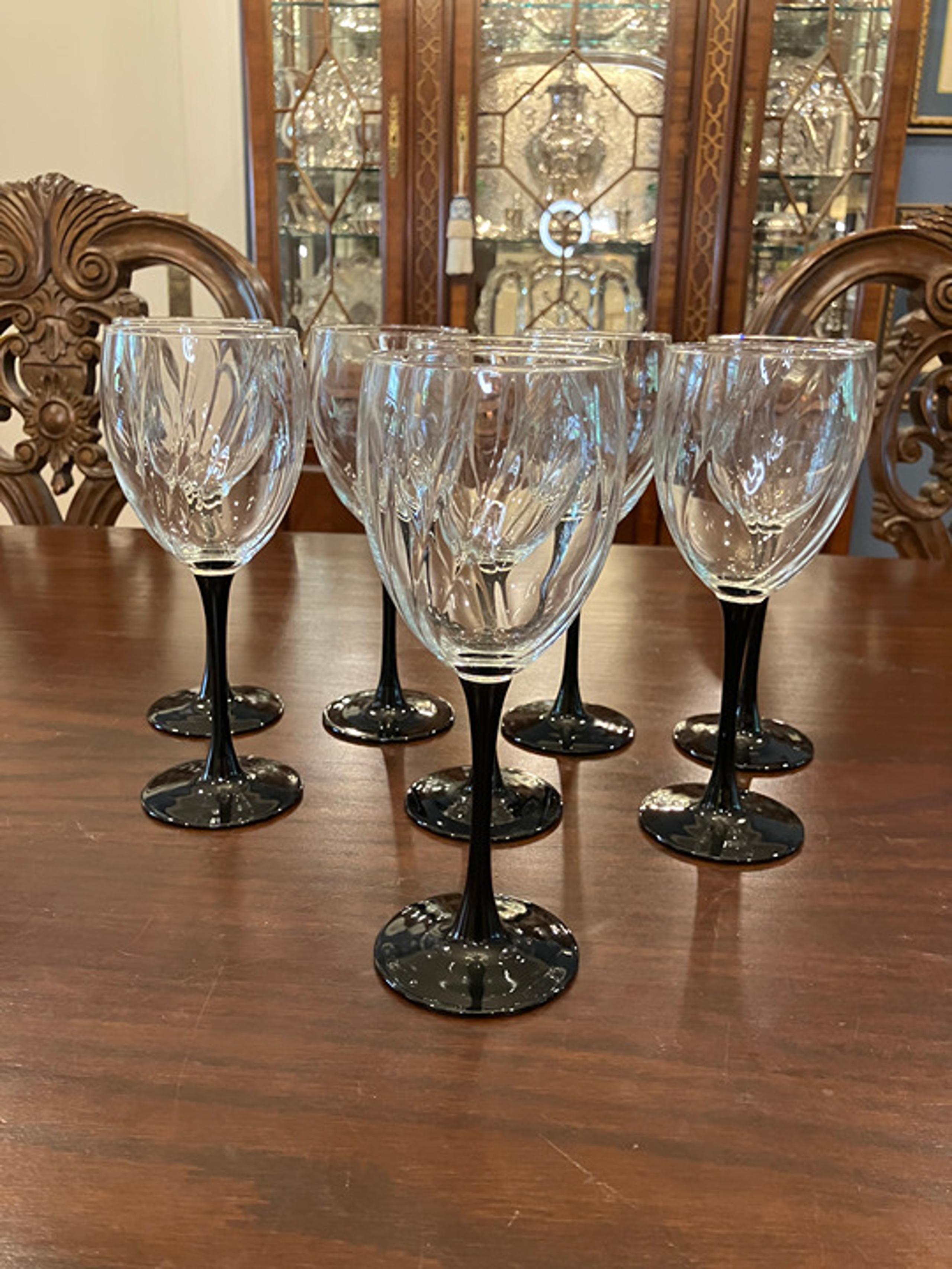 Astra Black Stem by Cristal d'Arques-Durrand - Eight All Purpose Goblets