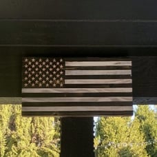 Handmade Wooden American Flag, Wall Hanging (Black & White)