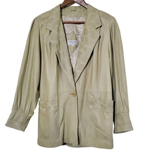 Cristiano Di Thiene Vintage Leather Jacket Size 42 Tan Cow Print Mens