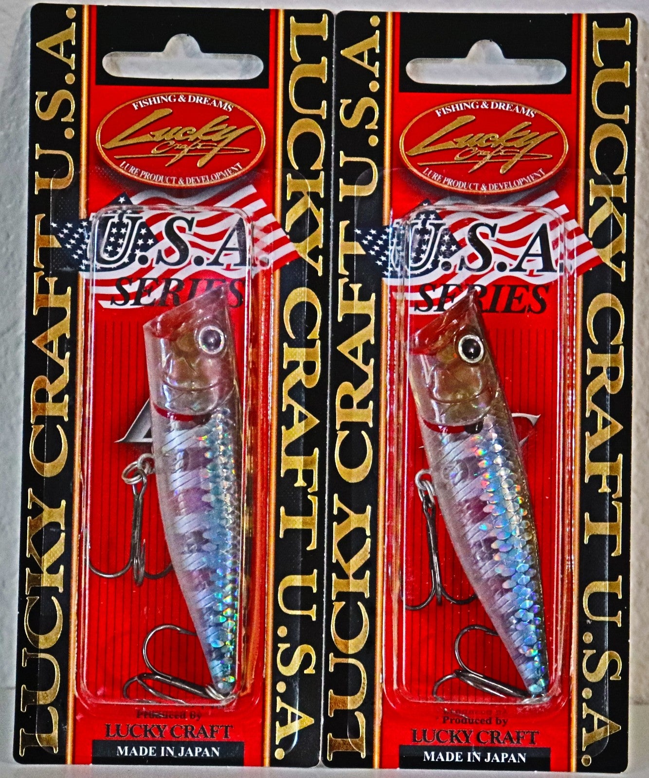 LUCKY CRAFT G-SPLASH 80RT 1/2OZ ZEBRA MS GHOST MINNOW BASS LURE (LOT OF 2)