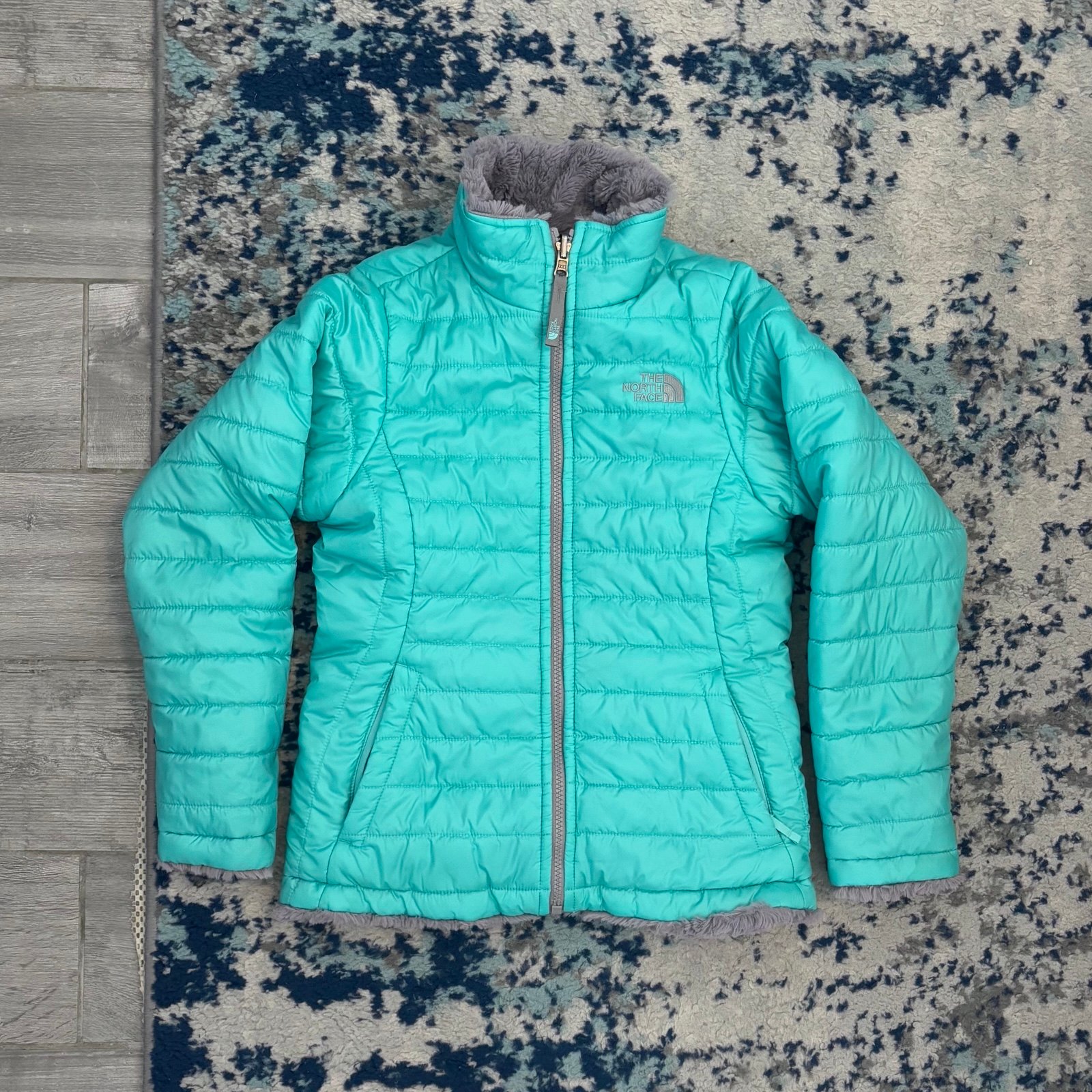 The North Face Reversible Jacket Sherpa Fleece Girls Medium 10-12 Cute!