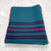 Wool Throw Blanket Teal Red Striped Vintage Large 69 x63