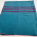 Wool Throw Blanket Teal Red Striped Vintage Large 69 x63