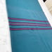 Wool Throw Blanket Teal Red Striped Vintage Large 69 x63