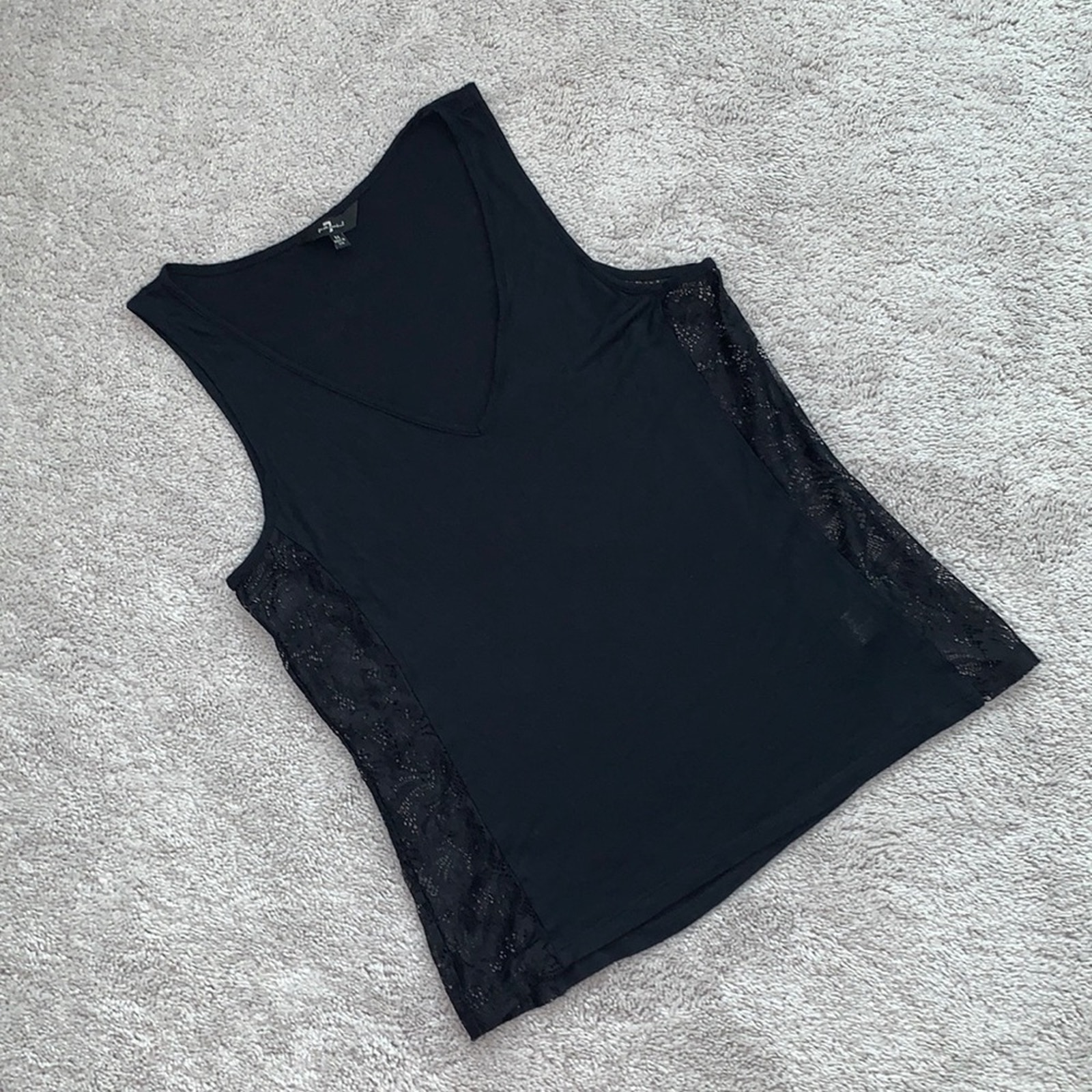 7 For All Mankind Black Sheer Tank Top M