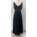 Vintage Y2k Empire Waist Beaded Gown A Line Sleeveless V Neck Black Womens 8