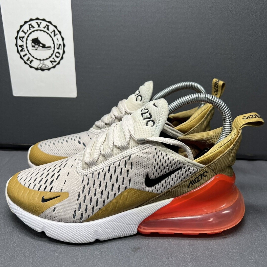 Nike Air Max 270 AH6789-700 Flight Gold Black Bone Crimson White Women Size 6.5