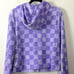 Juicy Couture Velour Lavender Lilac Check Logo Hoodie Size Large Full Zip