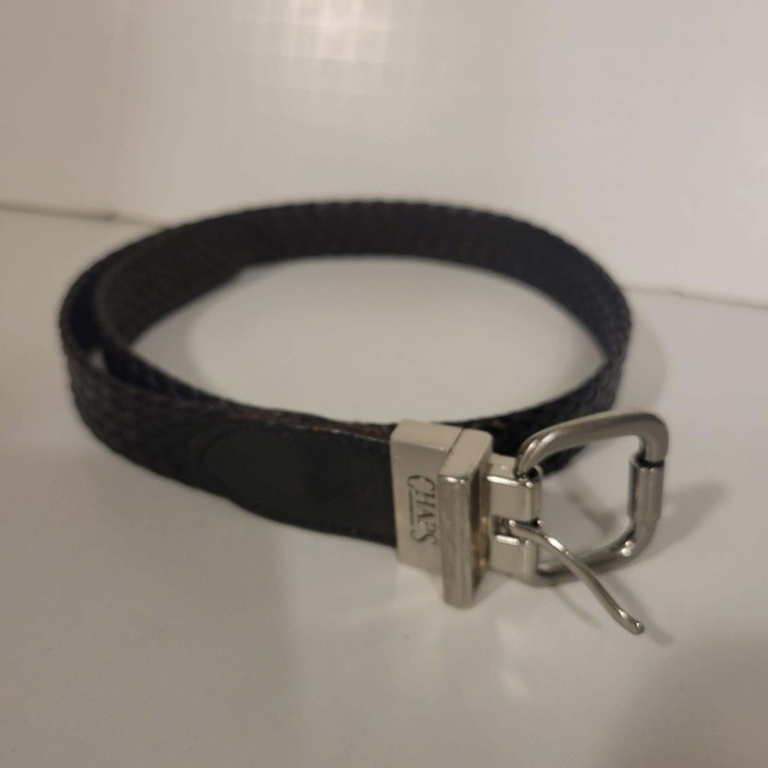 Chaps Bonded Braided Leather Black Belt with Silver Buckle S