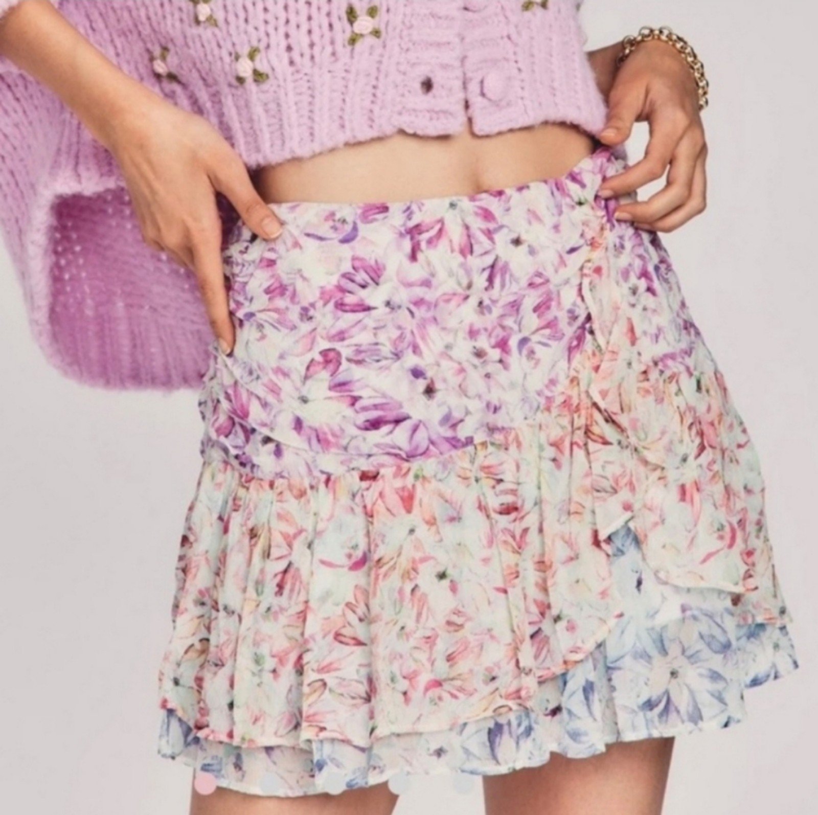 LoveShackFancy Rhodes Silk Mini Skirt