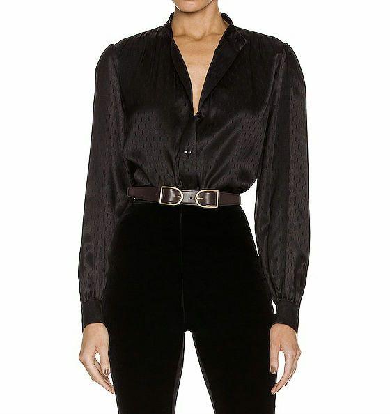 21aw SAINT LAURENT PARIS Cassandra Logo Silk Shirt