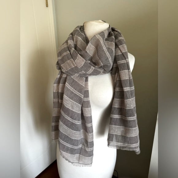 Beige Striped Scarf brand new made in Turkey