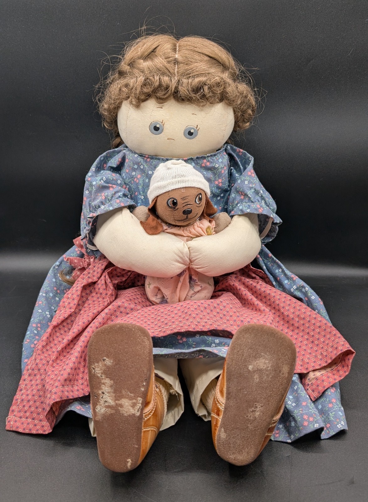 Vintage 1989 Jan Shackelford Margaret Ann #45 Art Doll With Puppy, Country Kids