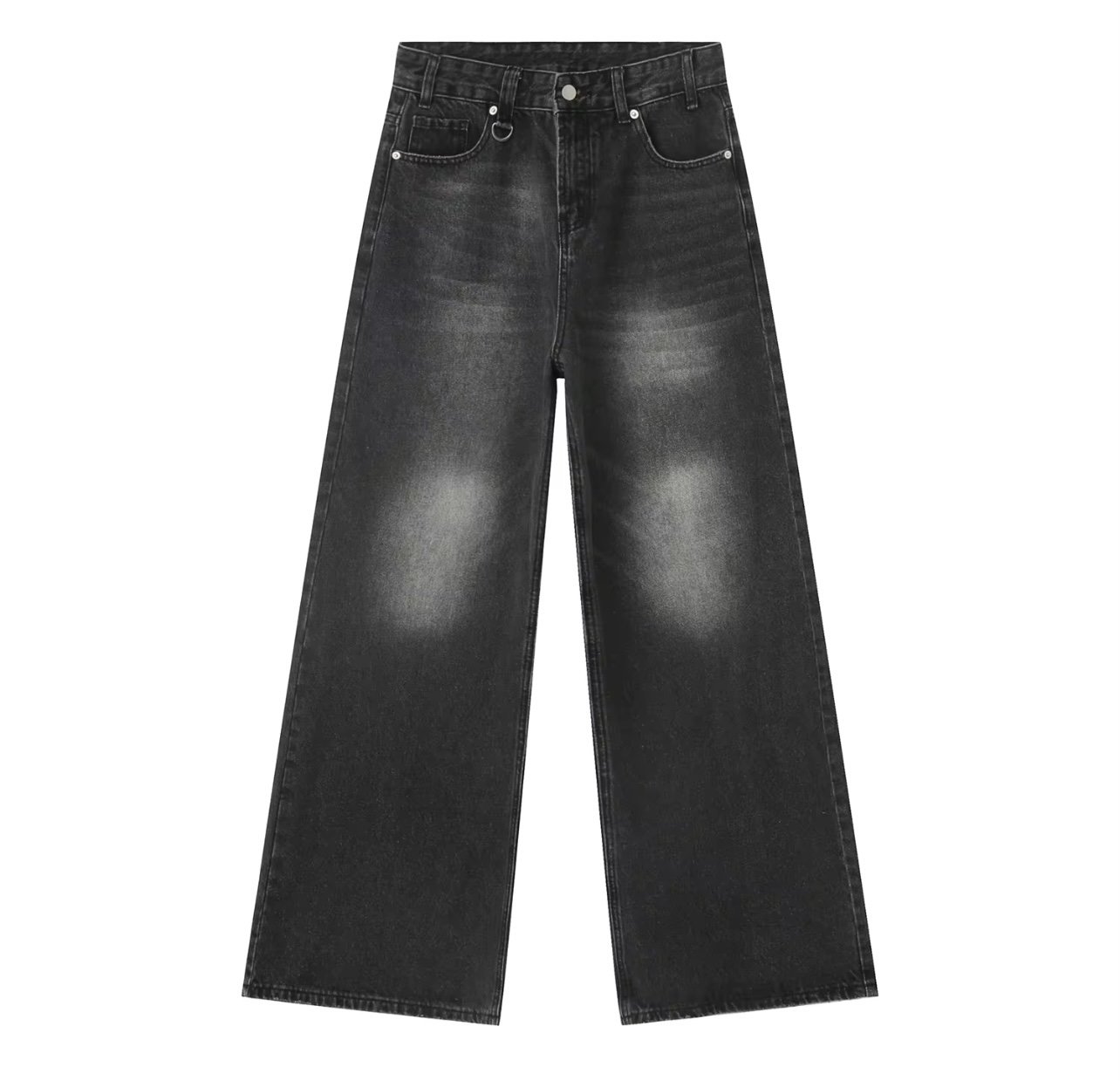 Y2K Black Grey Baggy, Wide Leg Jeans