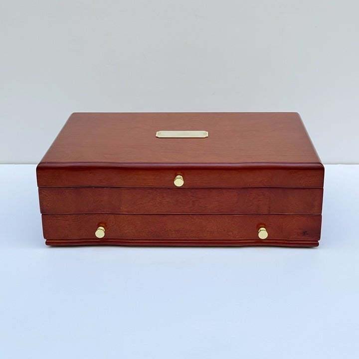 Solid Wood/Velour Jewelry Box with Nameplate