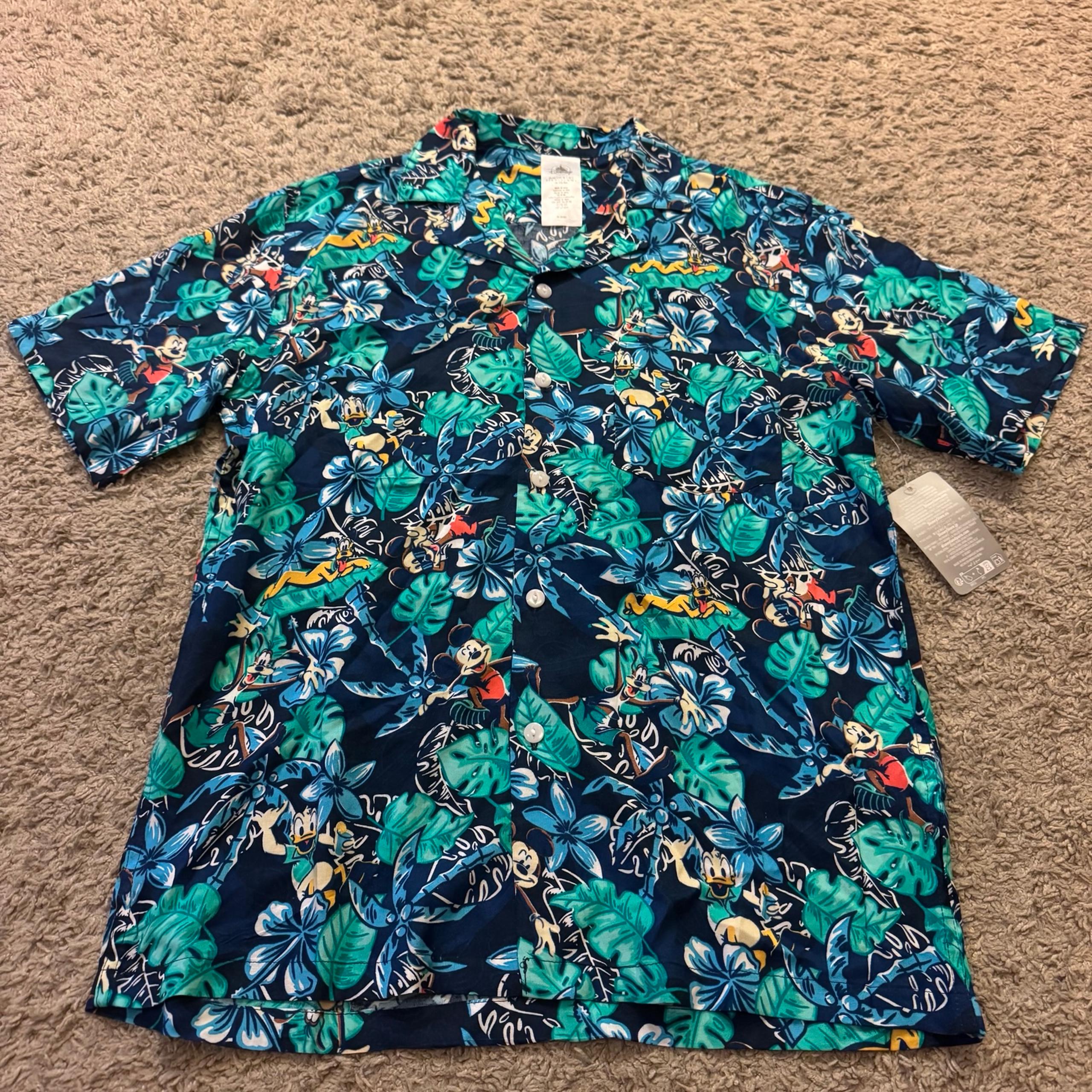 Men’s Disney Hawaiian Floral Allover Print Button Front Top T-Shirt