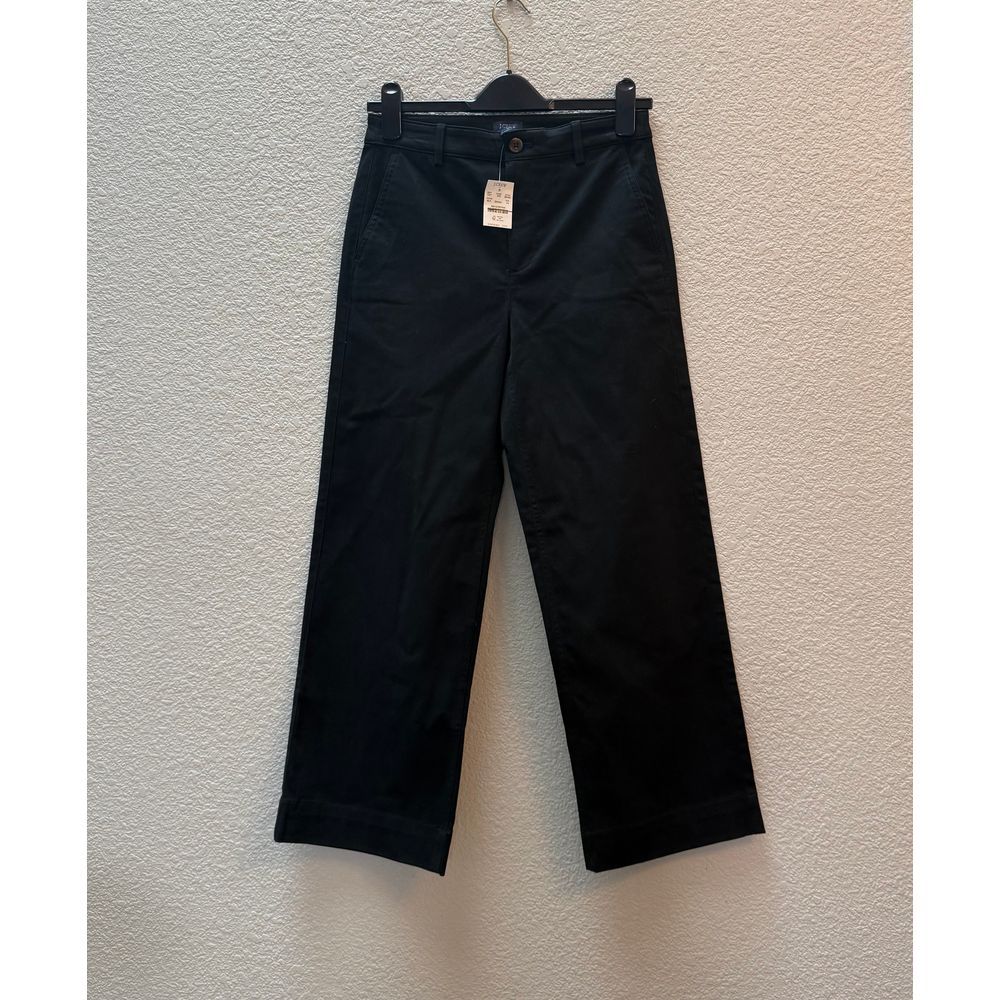 NWT J. Crew Factory Sz P4 4 petite Wide-Leg Chino Pant in Black 98