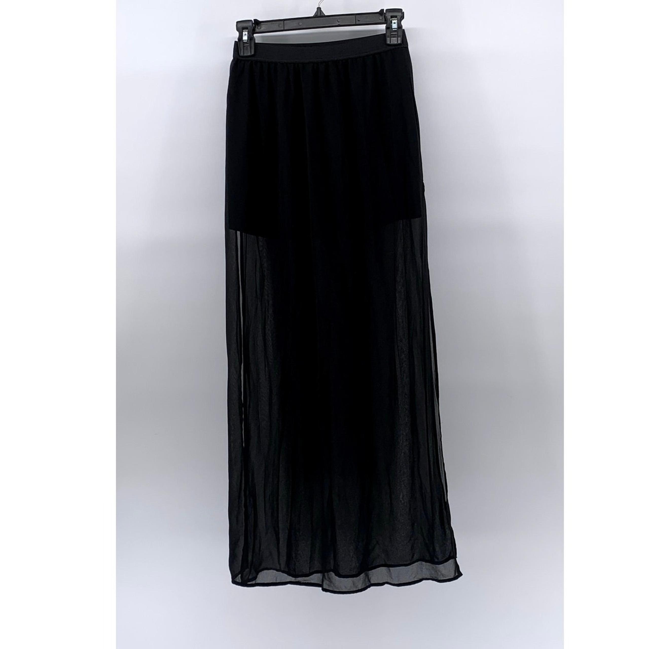 DIVIDED By H&M Women’s Black Sheer Side-Slit Pull-On Midi Skirt SZ 4