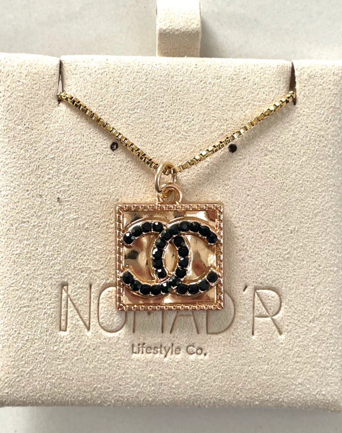 CHANEL VINTAGE CC BLACK STONES STAMPED CHARM