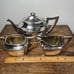 Wilcox Silver Teapot cream & sugar cube dish MCM DECO