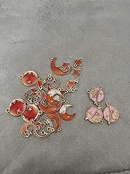 BRAND NEW24 Pcs Assorted Gold Plated Enamel Cat Moon Star Celestial Charm