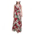 Calvin Klein Pink Floral V-Neck Pleated Chiffon Maxi Dress