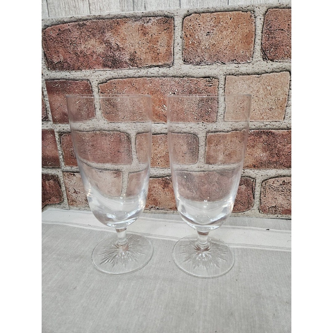 WATERFORD CRYSTAL Clearly Waterford Footed Star Cut All Purpose Glass set of 2