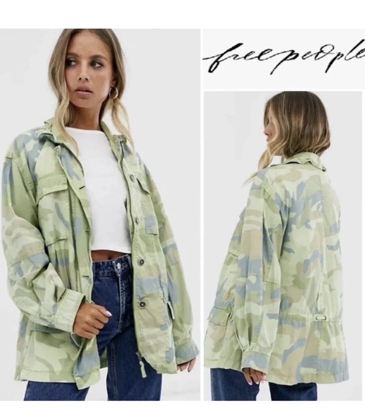 Free People Camouflage “Lead the Way” Utility Jacket