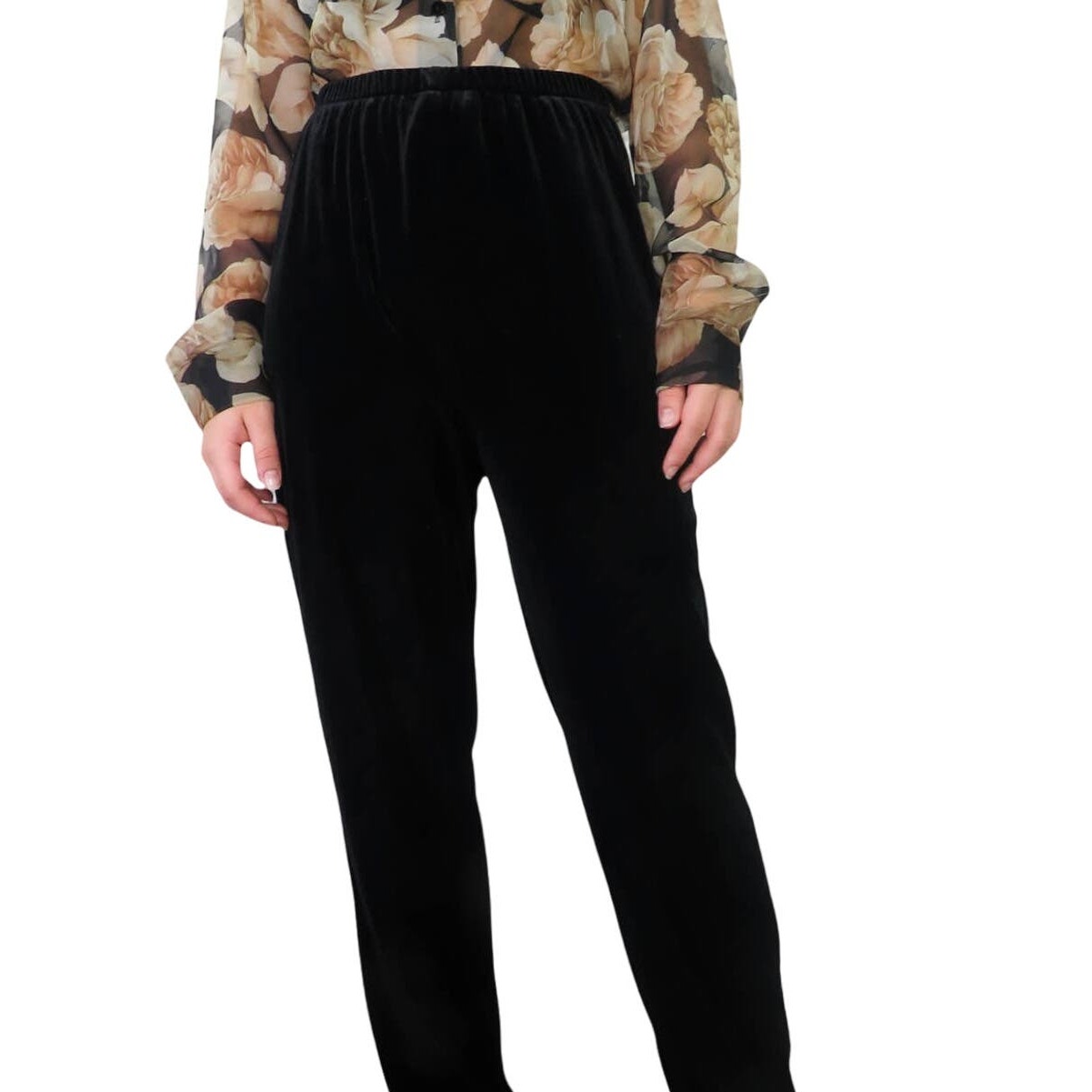 90s Vintage Victoria's Secret Black Velvet High Rise Straight Leg Pants Small