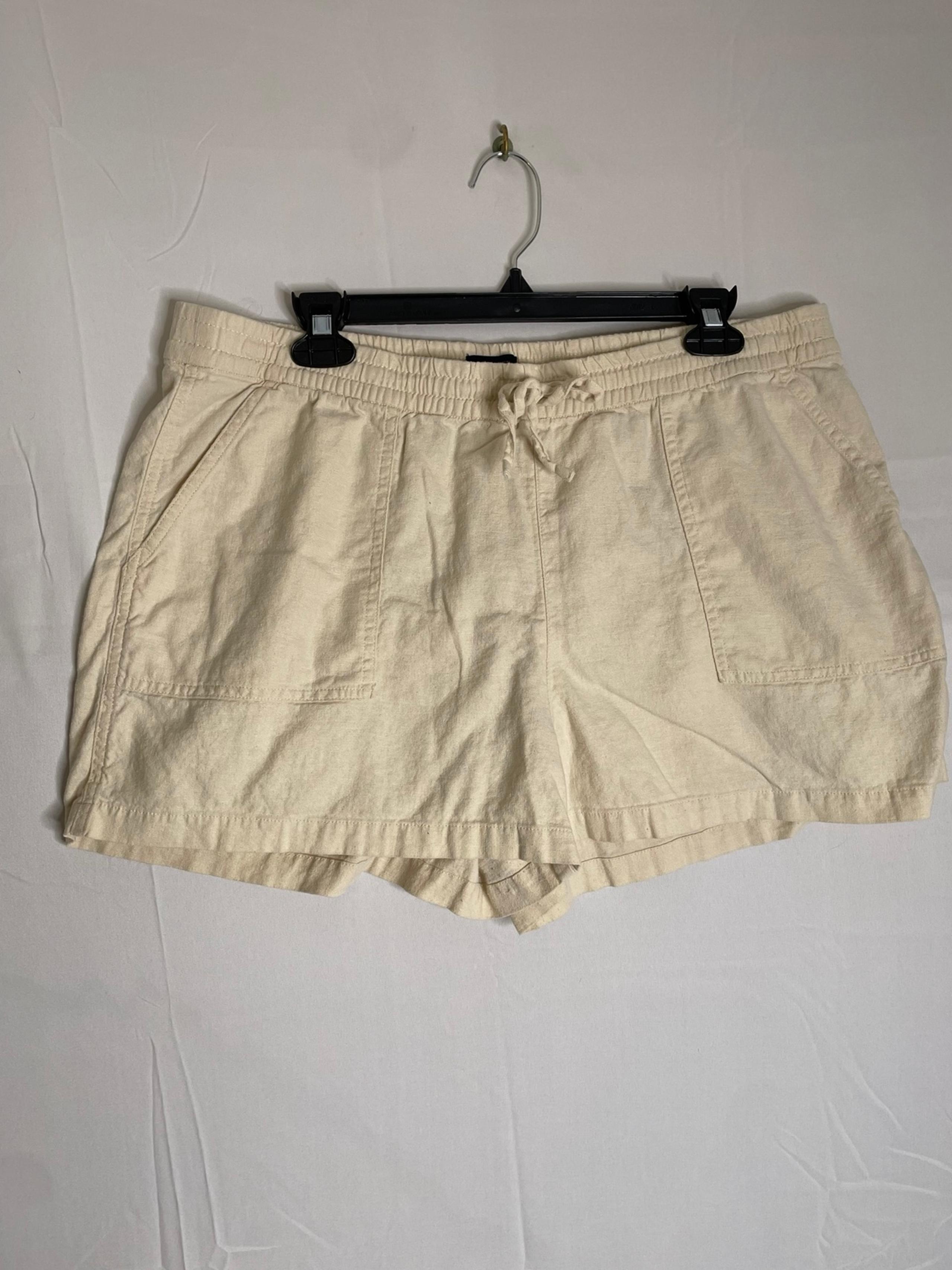 J Crew Womens Size Large Linen Blend Shorts Pull On Draw String Waist Beige 3943