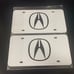 Acura White Brand New Front Vanity Metal Plate Frame Holder (2 Pack)
